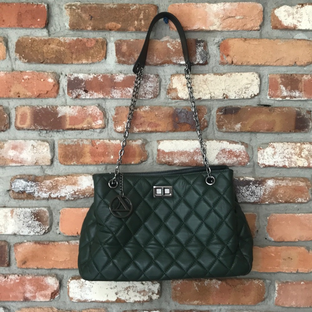 Ana Lublin Olive Green Purse with Chain Strap